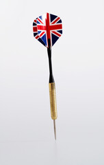 Dart with British flag on white background