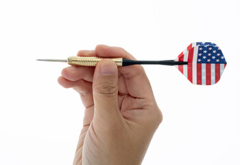 Hand holding dart with American flag