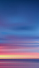 Sunset in evening with Orange,Yellow,Pink and Blue sky,Vertical Dramatic landscape Sunrise,Vector Dusk Sky,Romantic Twilight banner of Sunlight reflection by the sea for web, mobile screen background