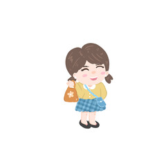 cute woman holding bag