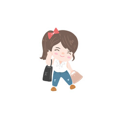 cute woman holding bag