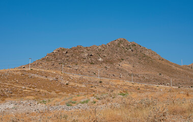 mountain landscape and electricity poles background