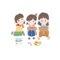 Obraz premium back to school, activities of students and learning