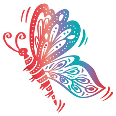 Butterfly zentangle hand drawing illustration.