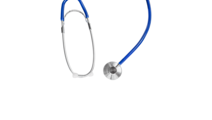 Stethoscope isolated. Medical tool on transparent background - PNG format.