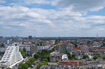 Fototapeta na wymiar Aerial view of Kleisstrasse and Nollendorfplatz in Berlin Germany during summer