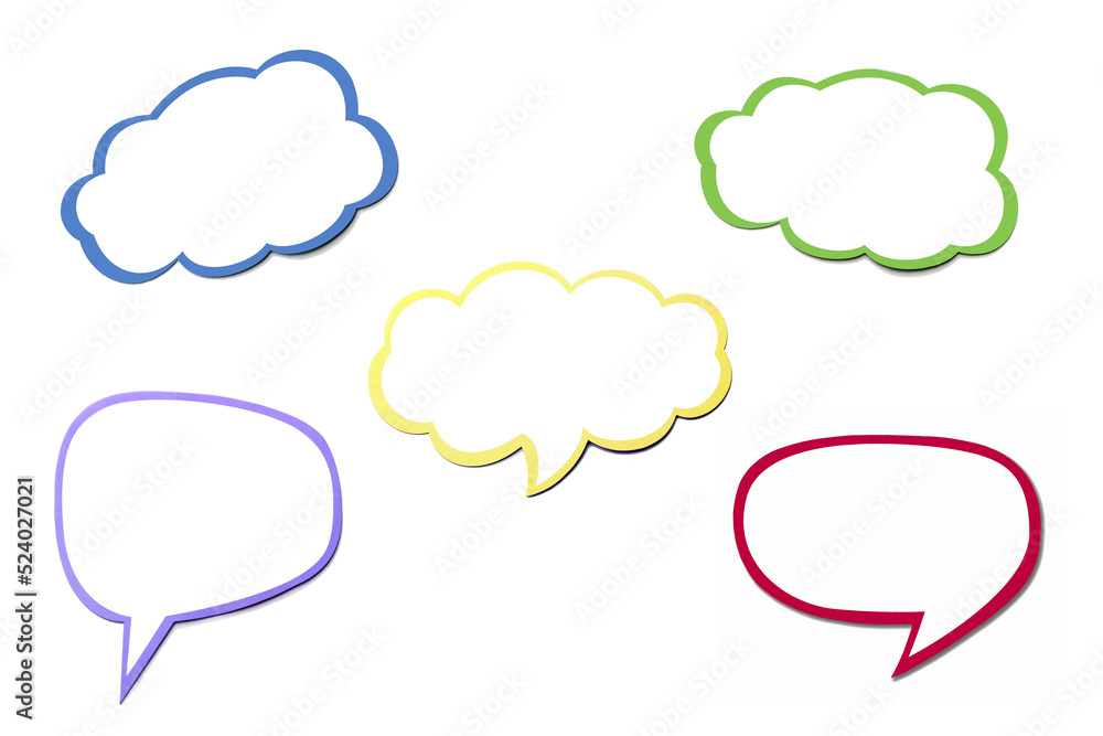 Wall mural multicolor set of different speech bubble as a cloud isolated on white background. empty colorful ma