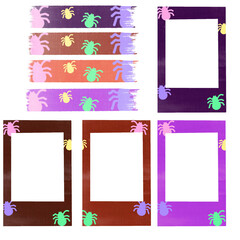 Set of the photo frames and washi tape with spider cartoon