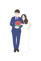 wedding couple and married character