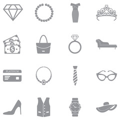Luxury Shop Icons. Gray Flat Design. Vector Illustration. © andrej