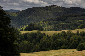 Polska, Szczawnica, piękne cudowne góry Pieniny, krajobrazy i widoki na skały lasy, góry, doliny. 