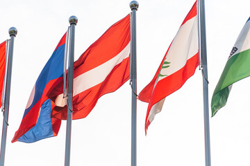 flags under sky