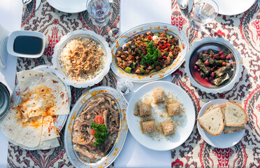 Special Ottoman Recipes are Served with Traditional Table Cloth
