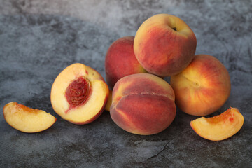 fresh peaches on a table