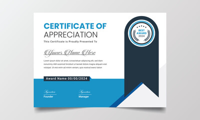 Fototapeta premium Modern certificate of achievement with a luxury pattern, diploma, Vector illustration Template,