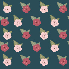 seamless roses florar pattern in red and pink colors vector illustration. suitable for fabric, wallpaper, card, textile, stationary
