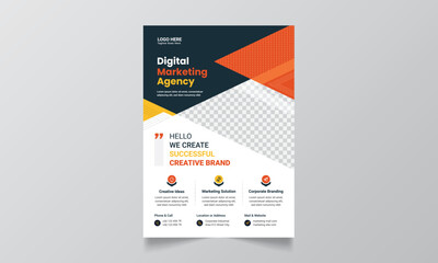 Obraz premium Modern blue and green design template for poster flyer brochure cover leaflet. design layout with triangle graphic elements and space for Vector background.