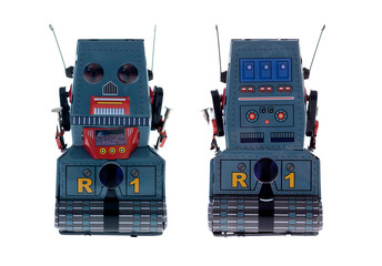 Fototapeta premium Retro robot toys on white background