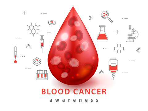 Blood cancer awareness. Leukemia, lymphoma and myeloma. Remission or treatment for blood cancer