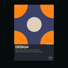 Brutalism inspired graphic design of vector poster cover layout made with vector abstract elements and geometric shapes, useful for  branding presentation, album print, website header, web banner.