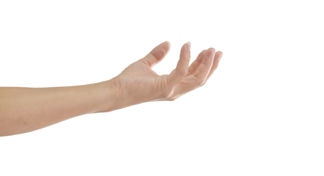 Male hand gestures isolated on transparent background - PNG format.