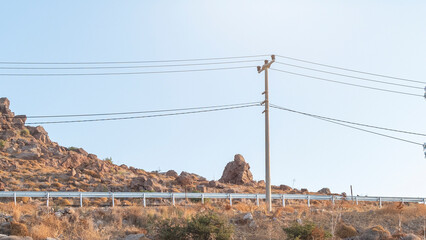 lamppost and cable background, front view
