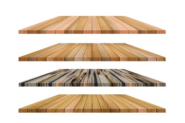 Wood shelves table isolated on transparent background - PNG format.