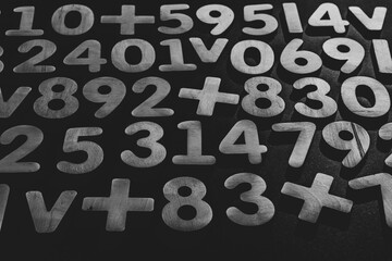 Background or texture of numbers. Finance data concept. Mathematic. Seamless pattern with numbers....