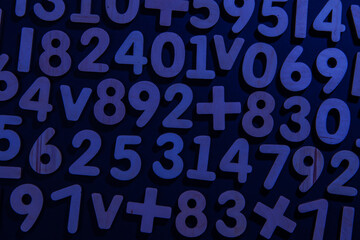 Background or texture of numbers. Finance data concept. Mathematic. Seamless pattern with numbers....