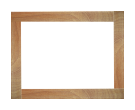 Wood picture frame isolated on transparent background - PNG format.