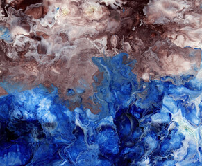 Acrylic liquid structure. Contemporary art. Abstract painting in mixed colors. For presentations, advertising, banners.