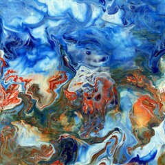 Acrylic liquid structure. Contemporary art. Abstract painting in mixed colors. For presentations, advertising, banners.