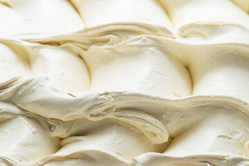 Frozen Vanilla flavour gelato - full frame detail. Close up of a white surface texture of Ice cream.