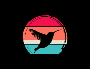 Hummingbird retro illustration