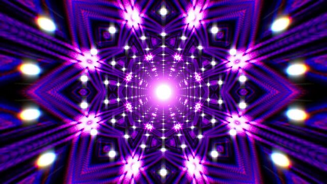Glowing purple flower pattern light tunnel loop