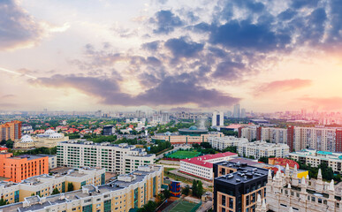 Obraz premium Beauty view of Center city Astana Nur-Sultan Kazakhstan sunset