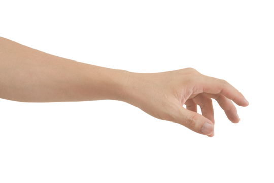 Man hand gesture isolated on transparent background - PNG format.