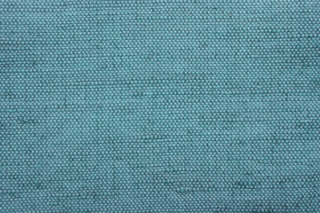 Plakat Texture of light blue burlap fabric as background, top view