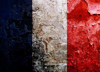 France flag on the old wall