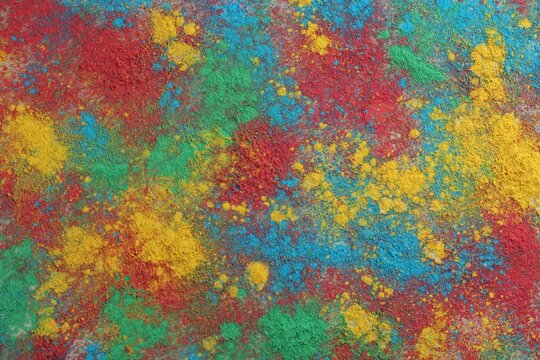 Colorful powder dyes as background, top view. Holi festival