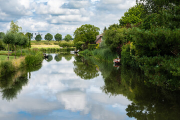 Tiel, Gelderland, The Netherlands,  Reflecting nature in the water of the River Ligne