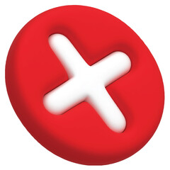 Obraz premium 3D Realistic Red cross checkmark, Negative or decline sign 3d render.