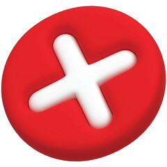 Fototapeta premium 3D Realistic Red cross checkmark, Negative or decline sign 3d render.