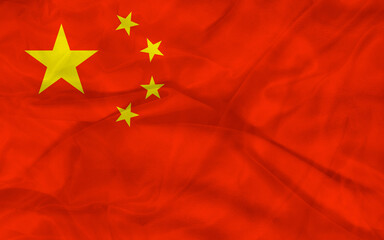 China flag with fabric texture. High quality illustration