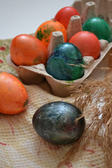 Obraz na płótnie Canvas Easter chicken eggs close up