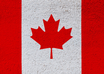 Canadian flag on concrete wall