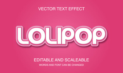 Lolipop Editable 3D text style effect vector template