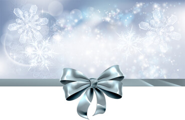 Bow and Snowflakes Christmas Background