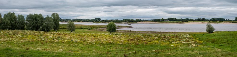 Landscape view over the natural floodplain of the River Waal, Dodewaard