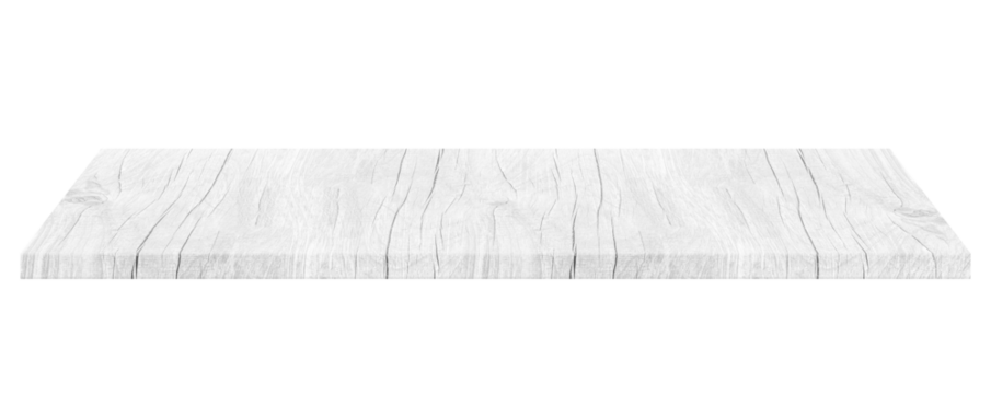 white wood shelf isolated on transparent background - PNG format.